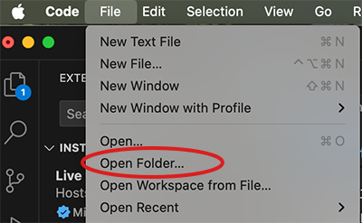 Open folder