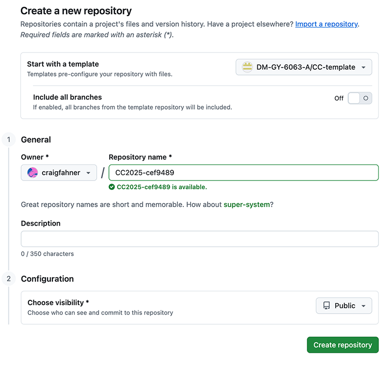 Repo settings